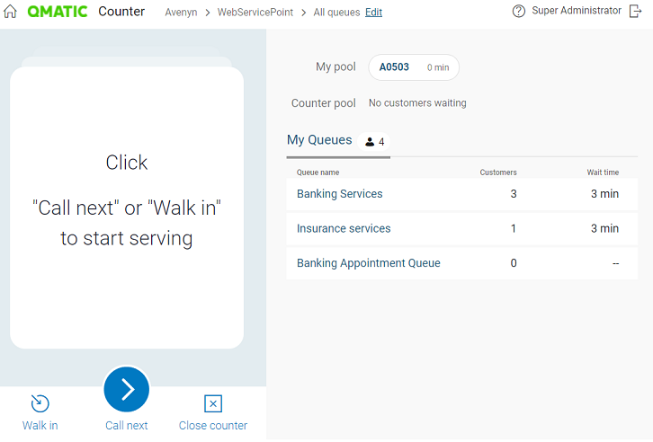 Counter start page
